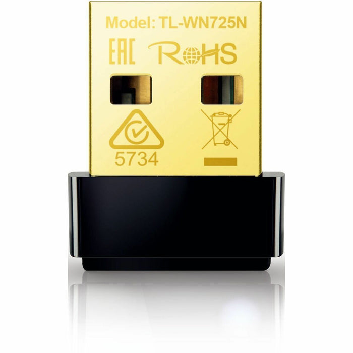 TP-Link TL-WN725N IEEE 802.11b/g/n Single Band Wi-Fi Adapter for Notebook, Desktop Computer - USB 2.0 - 150 Mbit/s - 2.40 GHz ISM