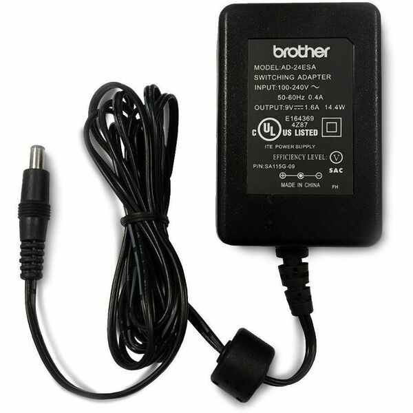 Brother Adapter for Brother P-Touch Label Markers - 14.40 W - 5 ft (1.52 m) Cable - 120 V AC, 230 V AC Input - 9 V Output - 1.60 A