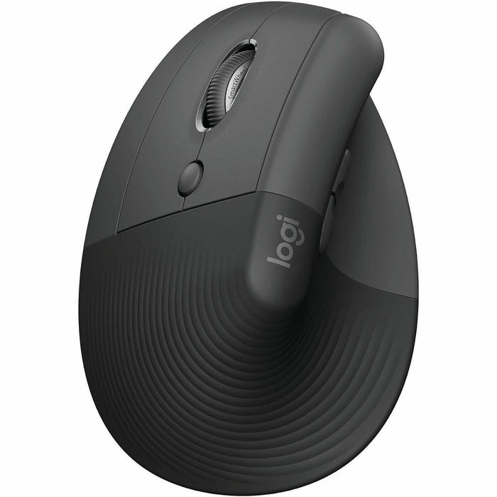 Logitech Lift For Business Vertical Ergonomic Mouse - Optical - Wireless - 32.81 ft (10000 mm) - Bluetooth/Radio Frequency - 2.40 GHz - Graphite - USB - 4000 dpi - Scroll Wheel - 4 Button(s) - Small Hand/Palm Size - Left-handed - 1 x AA Battery Supported
