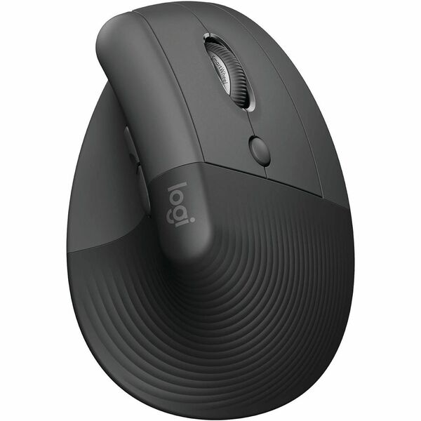 Logitech Lift For Business Vertical Ergonomic Mouse - Optical - Wireless - 32.81 ft (10000 mm) - Bluetooth/Radio Frequency - 2.40 GHz - Graphite - USB - 4000 dpi - Scroll Wheel - 4 Button(s) - Small Hand/Palm Size - Right-handed - 1 x AA Battery Supported