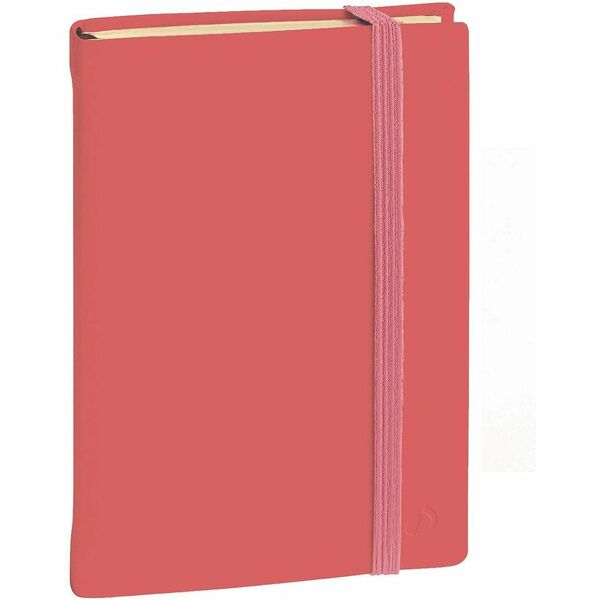 Quo Vadis SILK Notebook - 192 Pages - Sewn - 85 g/m&#178; Grammage - 6 1/4" (158.75 mm) x 9 1/2" (241.30 mm) Sheet Size - 0.67" (17.02 mm) Height x 6.50" (165.10 mm) Width x 9.60" (243.84 mm) Length - Ivory Paper - Coral Cover - Flexible - 1 Each