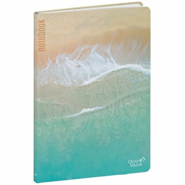 Quo Vadis Respire Notebook - 192 Pages - 6 1/4" (15.88 cm) x 9 1/2" (24.13 cm) Sheet Size - 0.50" (12.70 mm) Height x 6 1/2" (16.51 cm) Width x 9 3/4" (24.76 cm) Length - Sea Paper, Cardboard Cover - Printed, Flexible Cover, Laminated, Multilingual - Recy