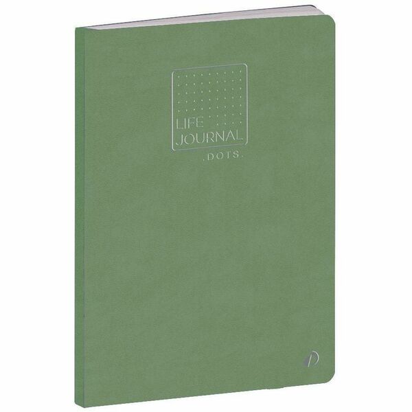 Quo Vadis Life Journal Notebook - 128 Pages - 90 g/m&#178; Grammage - 0.50" (12.70 mm) Height x 6" (152.40 mm) Width x 8.25" (209.55 mm) Length - White Paper - Lime Cardboard Cover - Index Page, Flexible Cover, Rounded Corner, Storage Pocket - 1 Each