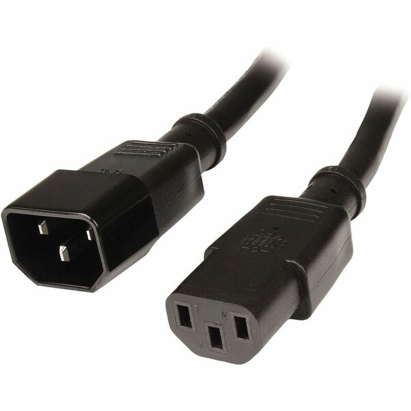 StarTech.com Power Extension Cord - For Monitor, Printer, Computer, Power Supply, Workstation, PC, Desktop Computer, Server, PDU, UPS, Switch, ... - 18 Gauge - 250 V / 10 A, 125 V AC - Black - 1 ft (0.30 m) Cord Length - IEC 60320 C14 / IEC 60320 C13 - 1