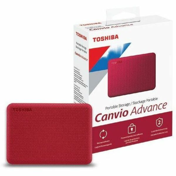 Toshiba Canvio Advance HDTCA40XR3CA 4 TB Portable Hard Drive - External - Red - MAC, Desktop PC Device Supported - USB 3.0 - 2 Year Warranty - 1 Each