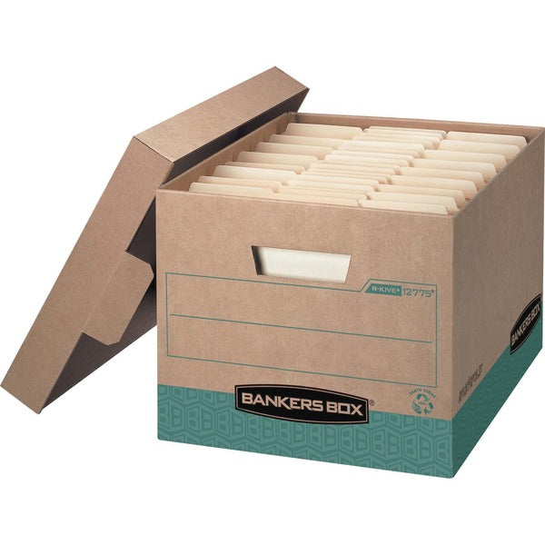 Bankers Box Recycled R-Kive File Storage Box - Internal Dimensions: 12" (304.80 mm) Width x 15" (381 mm) Depth x 10" (254 mm) Height - External Dimensions: 12.8" Width x 16.5" Depth x 10.4" Height - 800 lb - Media Size Supported: Letter, Legal - Lift-off