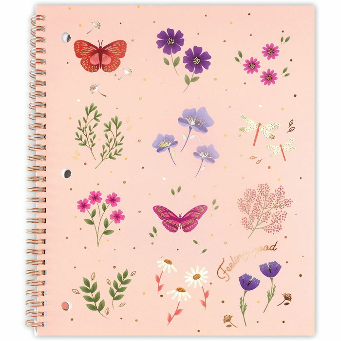 Hilroy Notebook - 160 Pages - Twin Wirebound - Ruled Margin - 10 1/2" (26.67 cm) x 8 1/2" (21.59 cm) Sheet Size - White Paper - Rose Gold Binding - Rose Gold Cover - Perforated, Twin Wire - 1 Each
