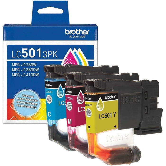 Brother LC501 3PK Original Standard Yield Inkjet Ink Cartridge - Cyan, Magenta, Yellow - 1 Each - 200 Pages