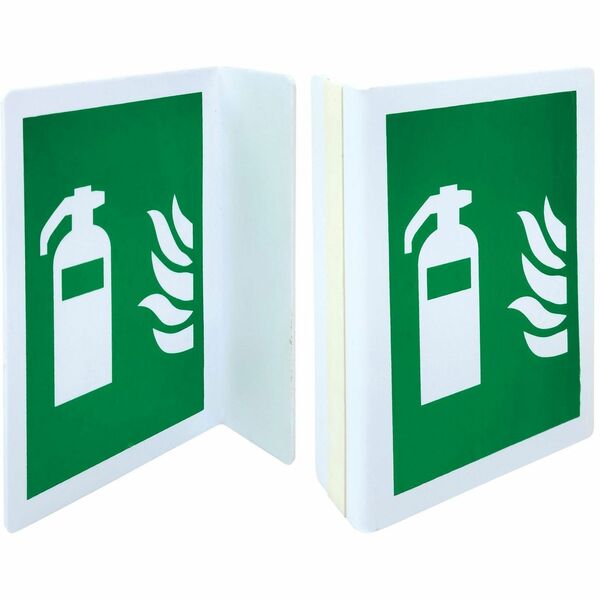 First Aid Central Fire Extinguisher Sign - Print/Message "Fire Extinguisher" - 5.50" (139.70 mm) Width x 2" (50.80 mm) Height x 8" (203.20 mm) Depth - L-shaped Shape - Wall - Durable, Chemical Resistant, Abrasion Resistant, Moisture Resistant, Long Lastin