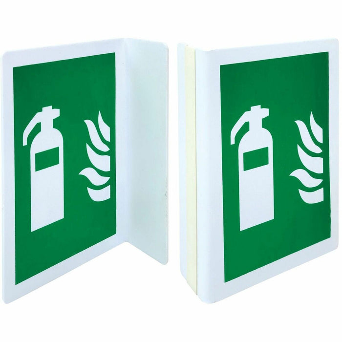 First Aid Central Fire Extinguisher Sign - Print/Message "Fire Extinguisher" - 5.50" (139.70 mm) Width x 2" (50.80 mm) Height x 8" (203.20 mm) Depth - L-shaped Shape - Wall - Durable, Chemical Resistant, Abrasion Resistant, Moisture Resistant, Long Lastin