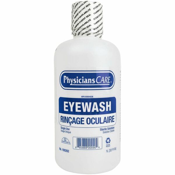 PhysiciansCare Eye Wash Solution - 1 L - Tamper Resistant, Sterile - For Irritated Eyes, Eye Burning, Eye irrigation - 1 Each