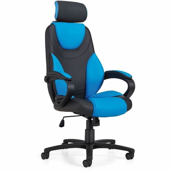 Offices To Go Brighton FX | High Back Tilter with Headrest - Black, Mountain Sky Seat Color - Luxhide, Vinyl Seat Material - Plush Back Material - High Back - 5-star Base - Armrest - 1 Each