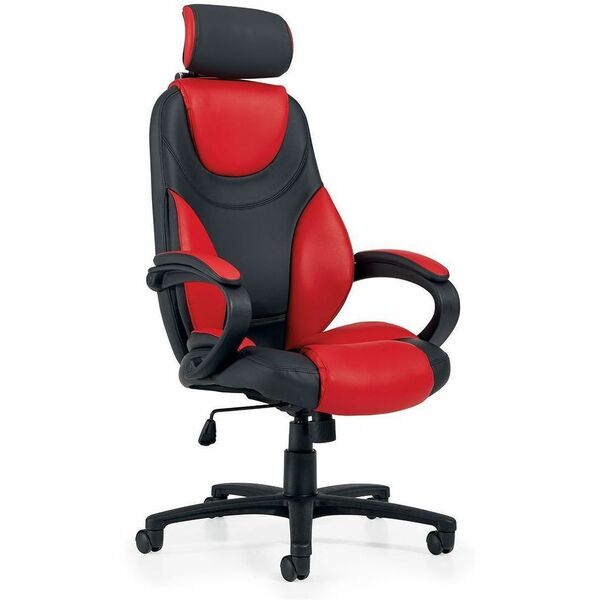 Offices To Go Brighton FX | High Back Tilter with Headrest - Black, Italian Rose Seat Color - Luxhide, Vinyl Seat Material - Plush Back Material - High Back - 5-star Base - Armrest - 1 Each