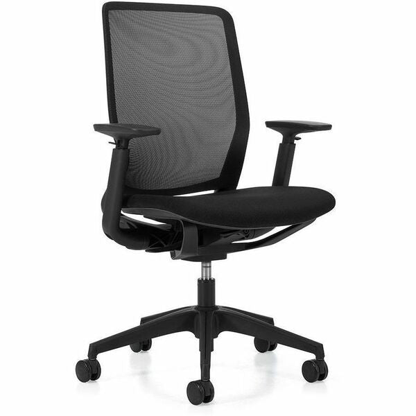 Offices To Go Kody | High Back Synchro-Tilter - Black Seat Color - Fabric, Polyester Seat Material - Black Back Color - Mesh Back Material - High Back - 5-star Base - Armrest - 1 Each