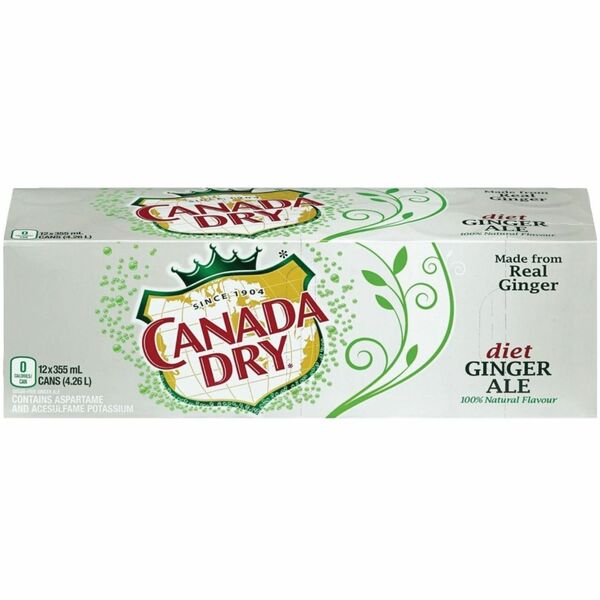 Canada Dry Juice Cocktail - Diet - 355 mL - Ginger Ale - 12 / Box