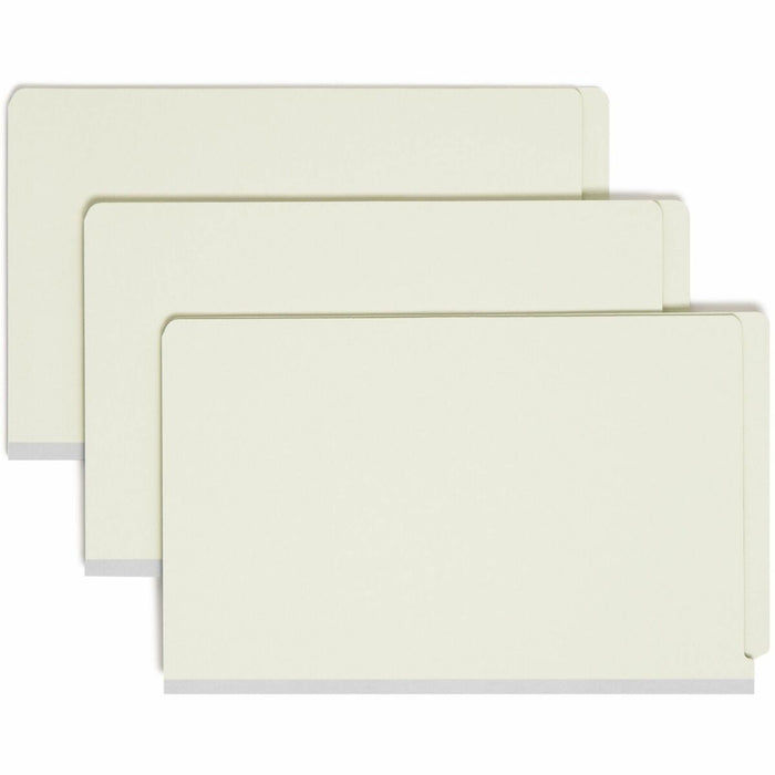 Smead Straight Tab Cut Legal Recycled Classification Folder - 8 1/2" (215.90 mm) x 14" (355.60 mm) - 2" (50.80 mm) Expansion - 2 x 2S Fastener - 2" (50.80 mm) Fastener Capacity - End Tab Location - 2 Divider - 25 pt. (8.80 mm) - Pressboard - Gray, Green -
