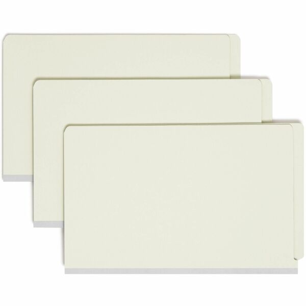 Smead Straight Tab Cut Legal Recycled Classification Folder - 8 1/2" (215.90 mm) x 14" (355.60 mm) - 2" (50.80 mm) Expansion - 2 x 2S Fastener - 2" (50.80 mm) Fastener Capacity - End Tab Location - 2 Divider - 25 pt. (8.80 mm) - Pressboard - Gray, Green -
