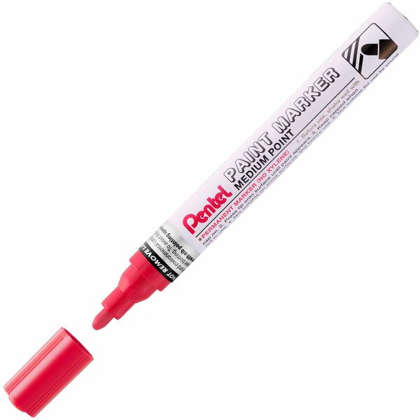 Pentel Paint Marker, Medium Point, Bullet Tip, Red Ink - Paint Marker, Quick Drying, Permanent Pigment Ink, Ideal for DIY Projects and Decorating