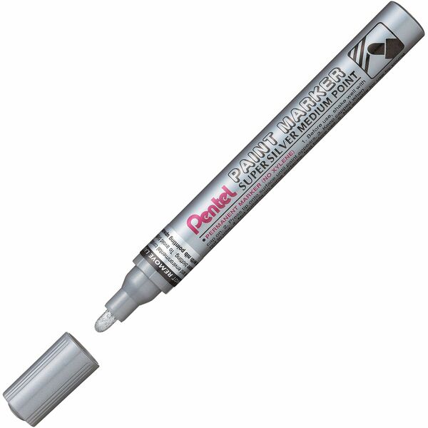 Pentel Paint Marker, Medium Point, Bullet Tip, Silver Ink - Paint Marker, Quick Drying, Permanent Pigment Ink, Ideal for DIY Projects and Decorating