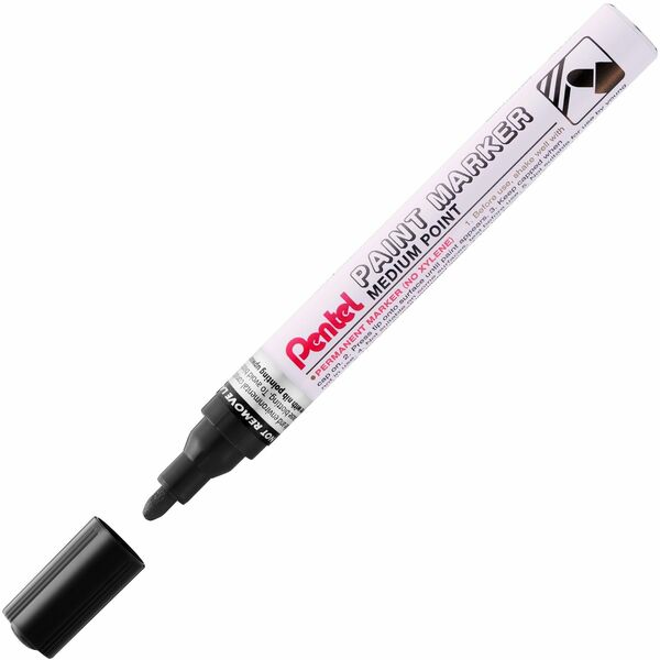 Pentel Paint Marker, Medium Point, Bullet Tip, Black Ink - Paint Marker, Quick Drying, Permanent Pigment Ink, Ideal for DIY Projects and Decorating