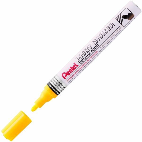 Pentel Paint Marker, Medium Point, Bullet Tip, Yellow Ink - Paint Marker, Quick Drying, Permanent Pigment Ink, Ideal for DIY Projects and Decorating