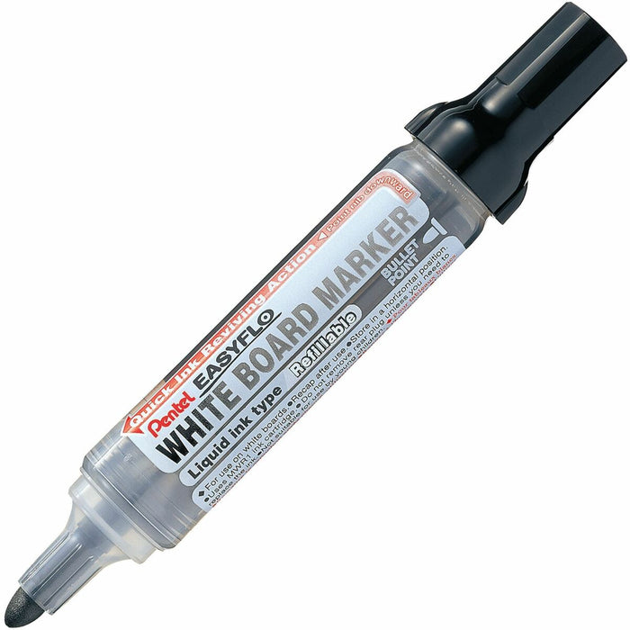 Pentel Easyflo White Board Marker, Bullet Tip (6.0mm) Black Ink - Refillable - Black Ink - Liquid - Classroom