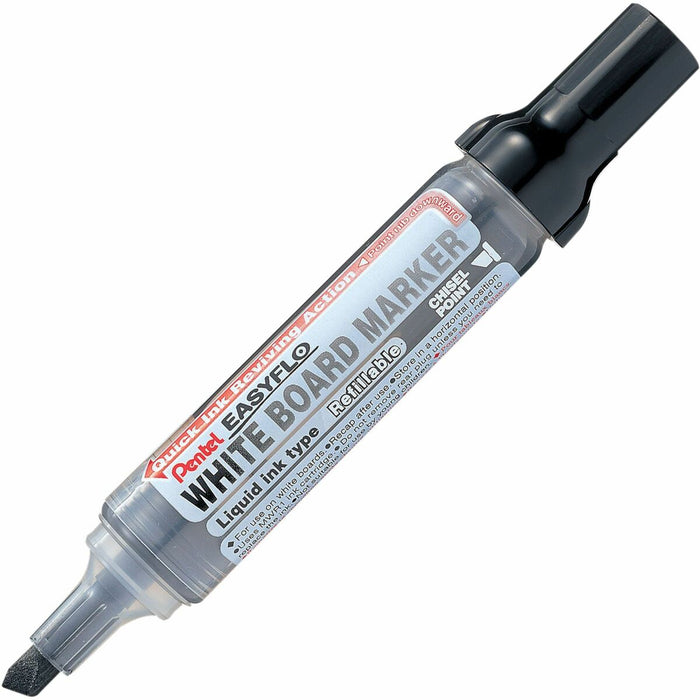 Pentel Easyflo White Board Marker, Chisel Tip (1.3/5.2mm), Black Ink - Refillable - Black Ink - Liquid - Classroom