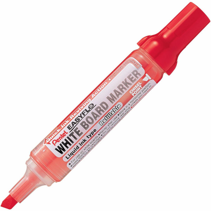 Pentel Easyflo White Board Marker (1.3/5.2mm) Red Ink - Refillable - Red Ink - Liquid - Classroom