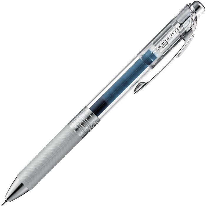 Pentel Infree Retractable Liquid Gel Pen, (0.5mm) Needle Tip, Navy Blue Ink - Refillable - Retractable - Navy Blue Ink - Liquid Gel Ink - Clear Metal Barrel - Office, School, Writing