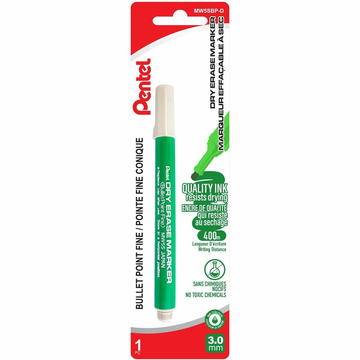 Pentel Dry Erase Marker (3.0mm) 1PC Pack, Green Ink - WhiteBoard Dry Erase Marker, Markers for Whiteboards, Free of Harmful Chemicals
