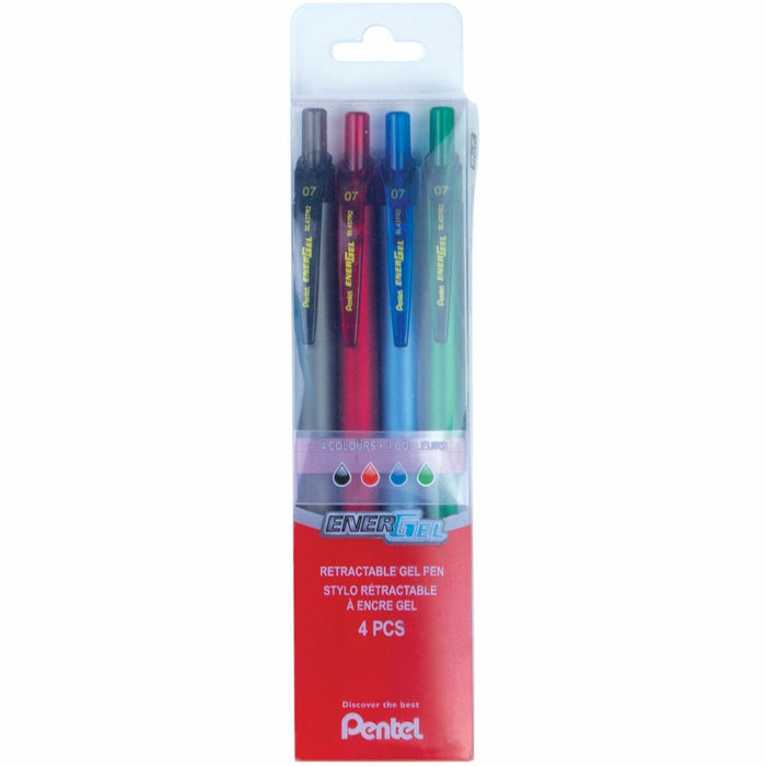 Pentel Energel Metallic Slim Barrel 4 Colour Pack, Assorted Colours, 0.7mm Medium Point - Retractable, Everyday Writing, Office Supplies, School Supplies