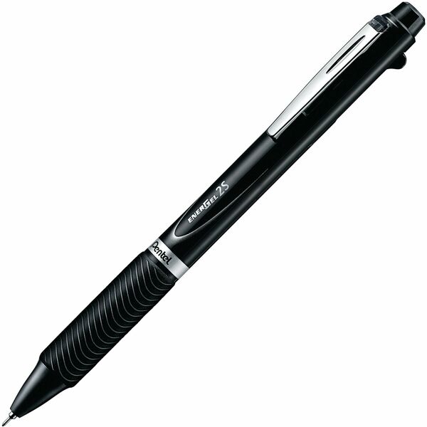 Pentel EnerGel 2S Multi-Function, 2-Ink + Pencil, (0.5mm), Black/Red Ink/0.5mm Pencil, Black Barrel - Multifuctional Retractable Liquid Gel Rollerball Pen with 0.5mm Mechanical Pencil, Black Barrel