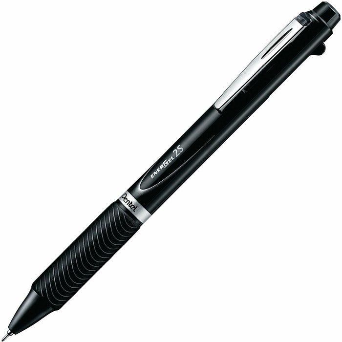 Pentel EnerGel 2S Multi-Function, 2-Ink + Pencil, (0.5mm), Black/Red Ink/0.5mm Pencil, Black Barrel - Multifuctional Retractable Liquid Gel Rollerball Pen with 0.5mm Mechanical Pencil, Black Barrel