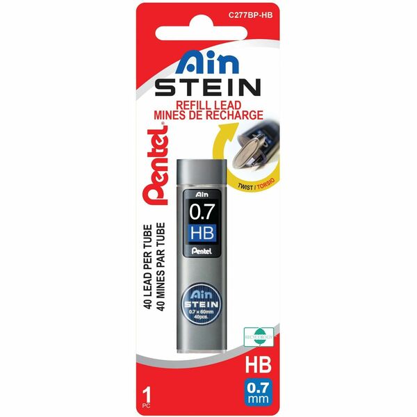 Pentel Ain Stein Lead Refill (0.7mm), HB, 40 Leads per Tube, 1PC Pack - Refill for Mechanical Pencils, HB Grade, Standard Lead for Everyday Use, 40 Leads per Tube