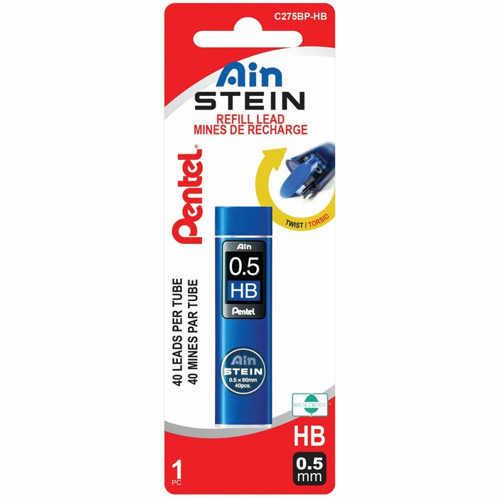 Pentel Ain Stein Lead Refill (0.5mm), HB, 40 Leads per Tube, 1PC Pack - Refill Lead for Mechanical Pencils, HB Grade, Standard Lead for Everyday Use, 40 Leads per Tube