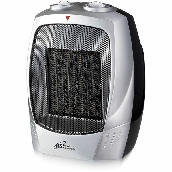 Royal Sovereign HCE-120/ Compact Ceramic Heater - Ceramic - Electric - 750 W to 1.50 kW - 2 x Heat Settings - 120 V AC - Oscillation - Room - Desktop, Floor, Portable - Silver