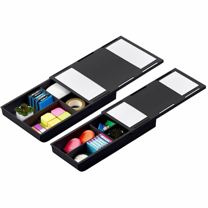 Bostitch Konnect Under Desk Drawer - 4 Divider(s) - Under Desk - Self Adhesive, Adjustable Divider, Sliding Drawer - Black - Plastic - 1 Each