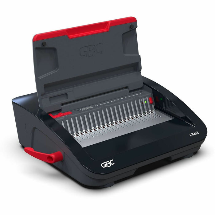 GBC CB25E CombBind Electric Punch and Bind Machine - CombBind - 500 Sheet(s) Bind - 25 Punch - 5.43" (137.92 mm) Height x 18.37" (466.60 mm) Width x 15.81" (401.57 mm) Depth - Black, Red