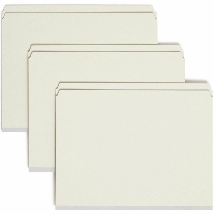 Smead Straight Tab Cut Letter Recycled Fastener Folder - 8 1/2" (215.90 mm) x 11" (279.40 mm) - 2" (50.80 mm) Expansion - 2 x 2S Fastener - 2" (50.80 mm) Fastener Capacity - 25 pt. (8.80 mm) - Pressboard - Gray/Green - Tear Resistant - 100% Recycled - 1 E