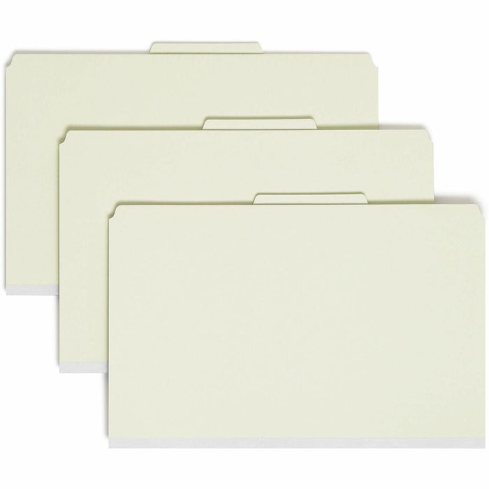 Smead SafeSHIELD 2/5 Tab Cut Legal Recycled Classification Folder - 8 1/2" (215.90 mm) x 14" (355.60 mm) - 3" (76.20 mm) Expansion - 2 x 2S Fastener - 2" (50.80 mm) Fastener Capacity - Top Tab Location - Right of Center Tab Position - 3 Divider - 25 pt. (