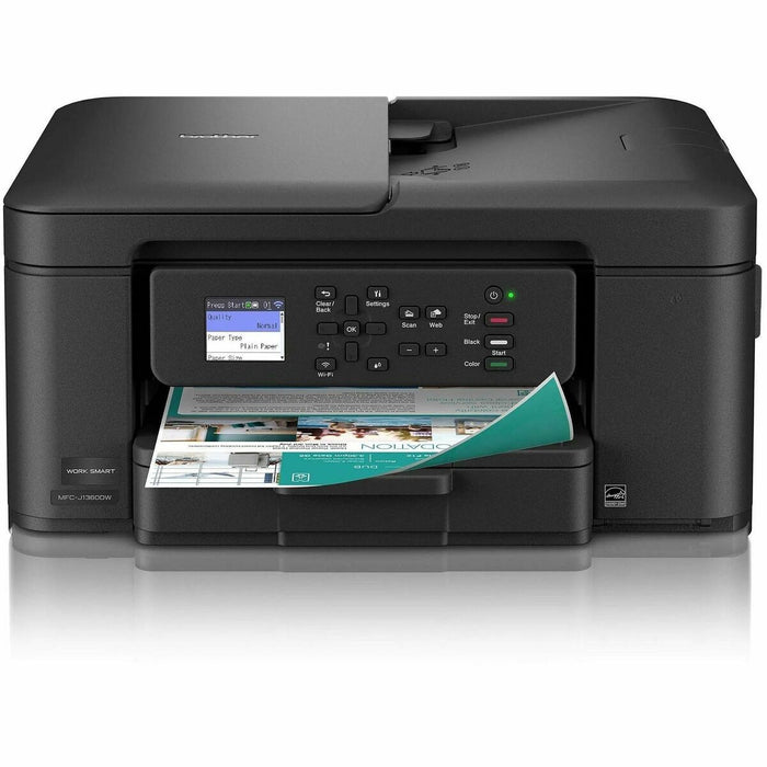 Brother Work Smart MFC-J1360DW Wired & Wireless Inkjet Multifunction Printer - Color - Black - Copier/Printer/Scanner - 16 ppm Mono/9 ppm Color Print - 1200 x 6000 dpi Print - Automatic Duplex Print - Up to 2000 Pages Monthly - ADF, Flatbed Scanner - 1200