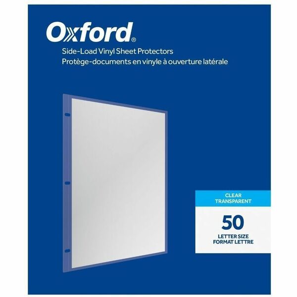 Oxford Sheet Protector - 4 mil (0.10 mm) Thickness - Sheet Capacity - For Letter Sheet - 3 x Holes - Ring Binder - Side Loading - Clear - Vinyl - 50 / Box