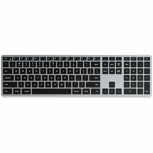 Satechi Slim X3 Bluetooth Backlit Keyboard - Wireless Connectivity - Bluetooth - 5 - Mac OS, Windows 10 - English (US) - Monitor, MacBook Pro, MacBook Air, iMac, iMac Pro, Mac mini, Mac Studio, Mac Pro, iPad Pro, iPad Air, iPad, ... - Mac, PC - Space Gray