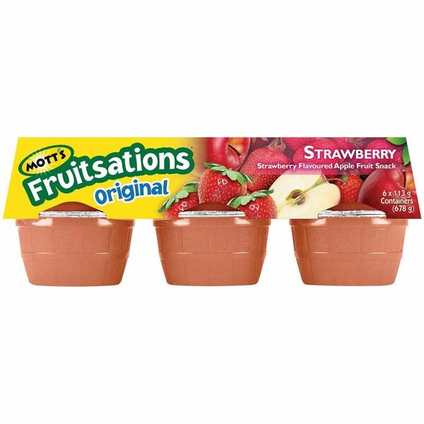 Mott's Fruitsations Applesauce Strawberry Naturally Flavored with Other Natural Flavor - Original, Apple, Strawberry - 3.99 oz (113 g) - 6 / Each