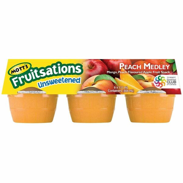 Mott's Fruitsations Unsweetened Peach Medley Flavoured Fruit Snack - Peach Medley - 3.92 oz (111 g) - 6 / Each