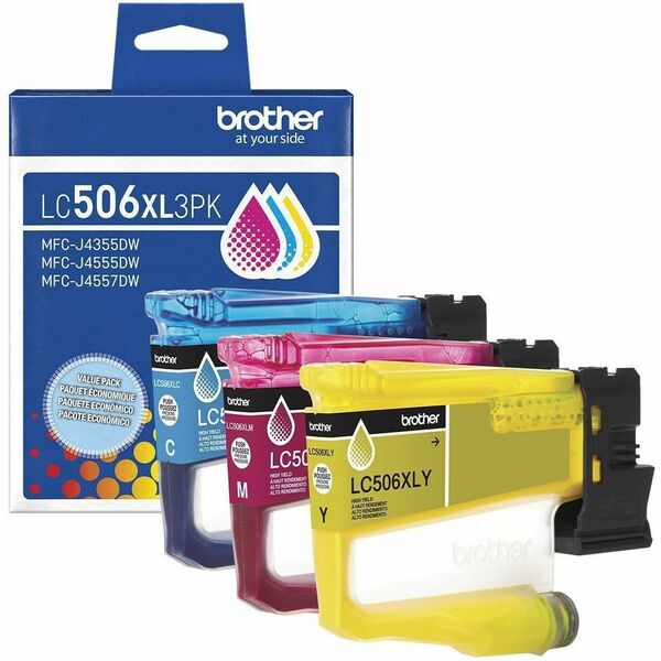 Brother LC506XL3PK Original High Yield Inkjet Ink Cartridge - Cyan, Magenta, Yellow - 3 Each - 1500 Pages Magenta, 1500 Pages Yellow, 1500 Pages Cyan