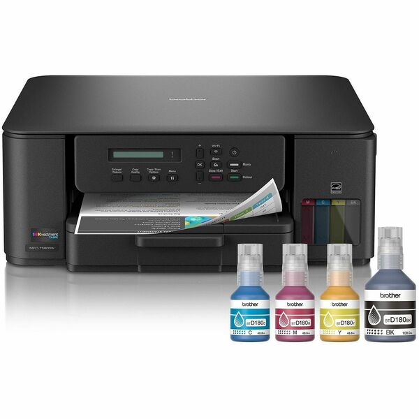 Brother MFC-T580DW Wired & Wireless INKvestment Tank Inkjet Multifunction Printer - Color - Copier/Printer/Scanner - 16 ppm Mono/9 ppm Color Print - Automatic Duplex Print - Up to 2500 Pages Monthly - Flatbed Scanner - 2400 x 1200 dpi Optical Scan - Wirel