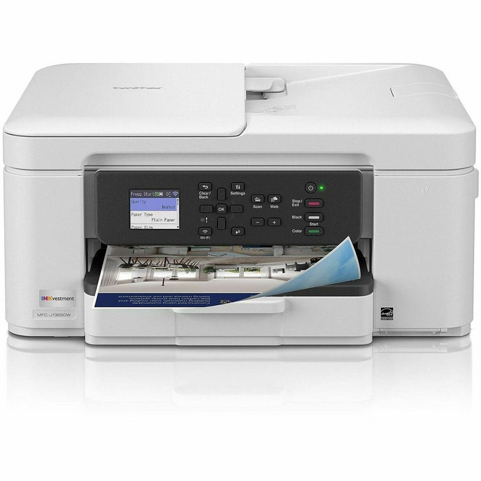 Brother MFCJ1365DW Inkjet Multifunction Printer - Color - Copier/Printer/Scanner - 16 ppm Mono/9 ppm Color Print - 1200 x 6000 dpi Print - Automatic Duplex Print - Up to 2500 Pages Monthly - Color ADF Scanner - 1200 x 600 dpi Optical Scan - Wireless LAN -
