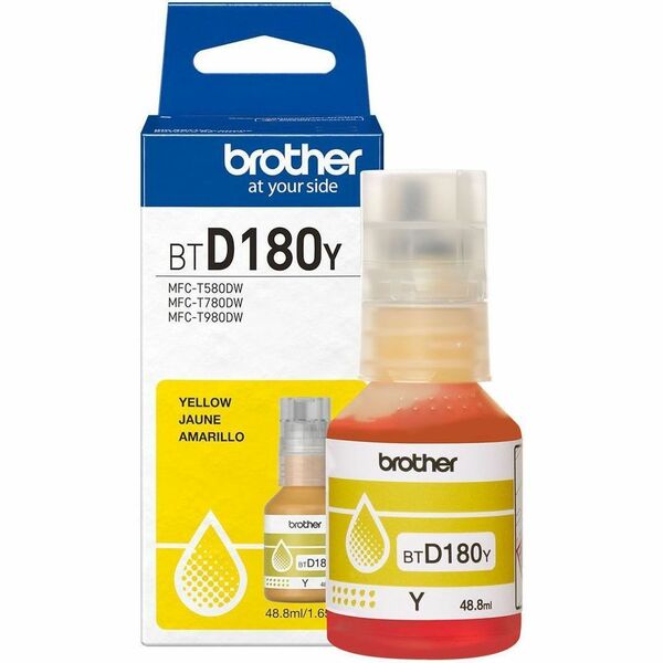 Brother Genuine BTD180Y High Yield Yellow Ink Bottle - Inkjet - Yellow - 5000 Pages Yellow - 48.8 mL - High Yield
