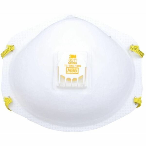3M Cool Flow Pro Safety Respirator - Recommended for: Sanding, Grinding, Sawing - Airborne Particle, Solid/Liquid Aerosol, Particulate, Paint, Dust, Odor, Chemical, Stain Protection - White - Comfortable, Adjustable Nose Clip, Lightweight, Stretchable, Ex